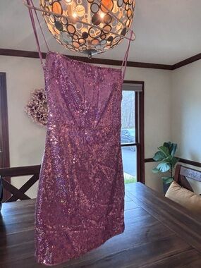 Lucy in the Sky Iridescent Lavender Sequin Cami Dress